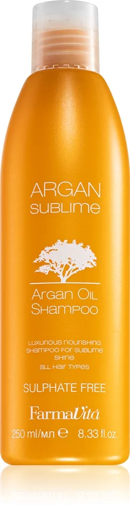 FarmaVita Argan Sublime sulfaatiton shampoo sisältää arganöljyä 250 ml
