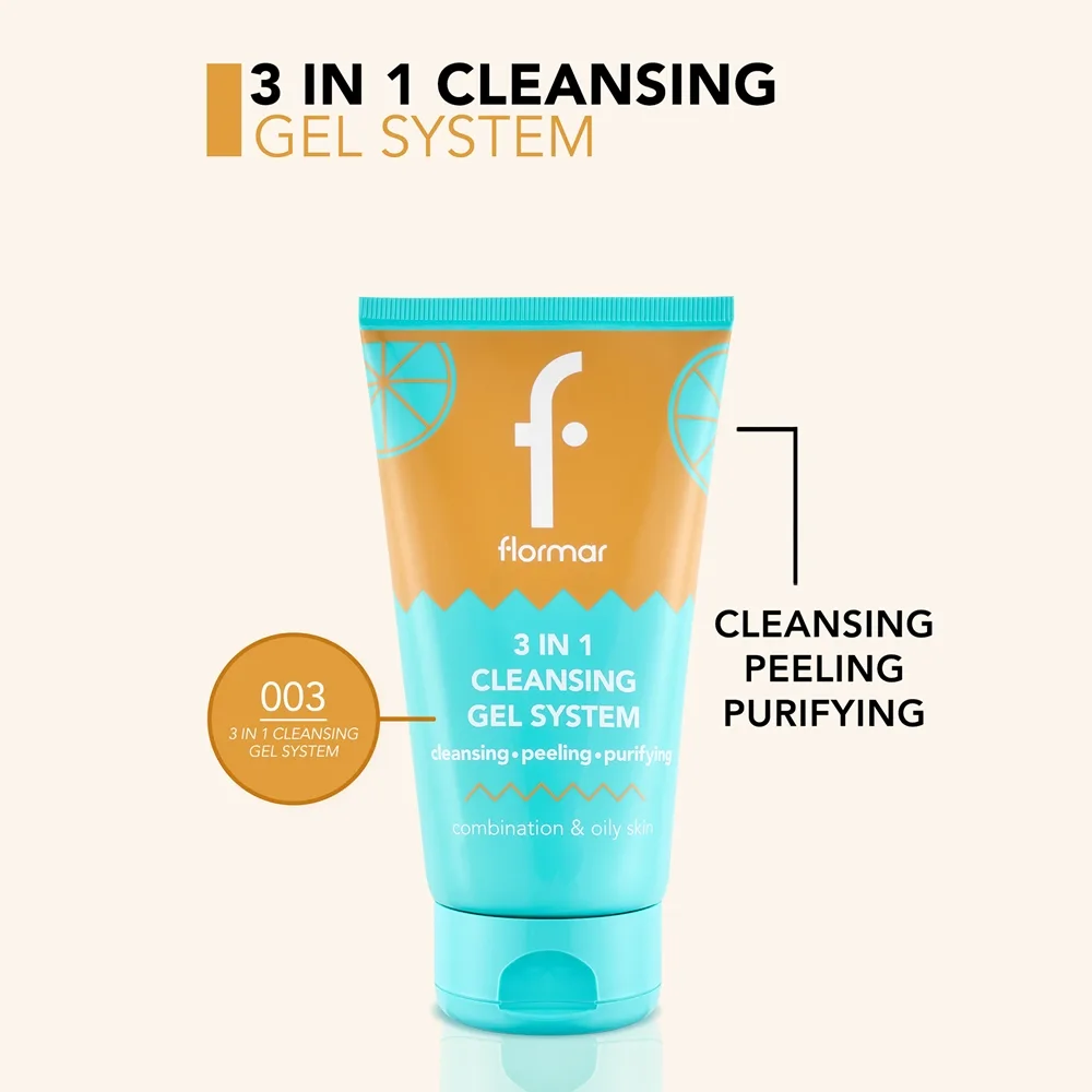 flormar Combination & Oily Skin 3in1 Cleansing Gel Saneringsgel 3-i-1 för fet och blandhud 150 ml