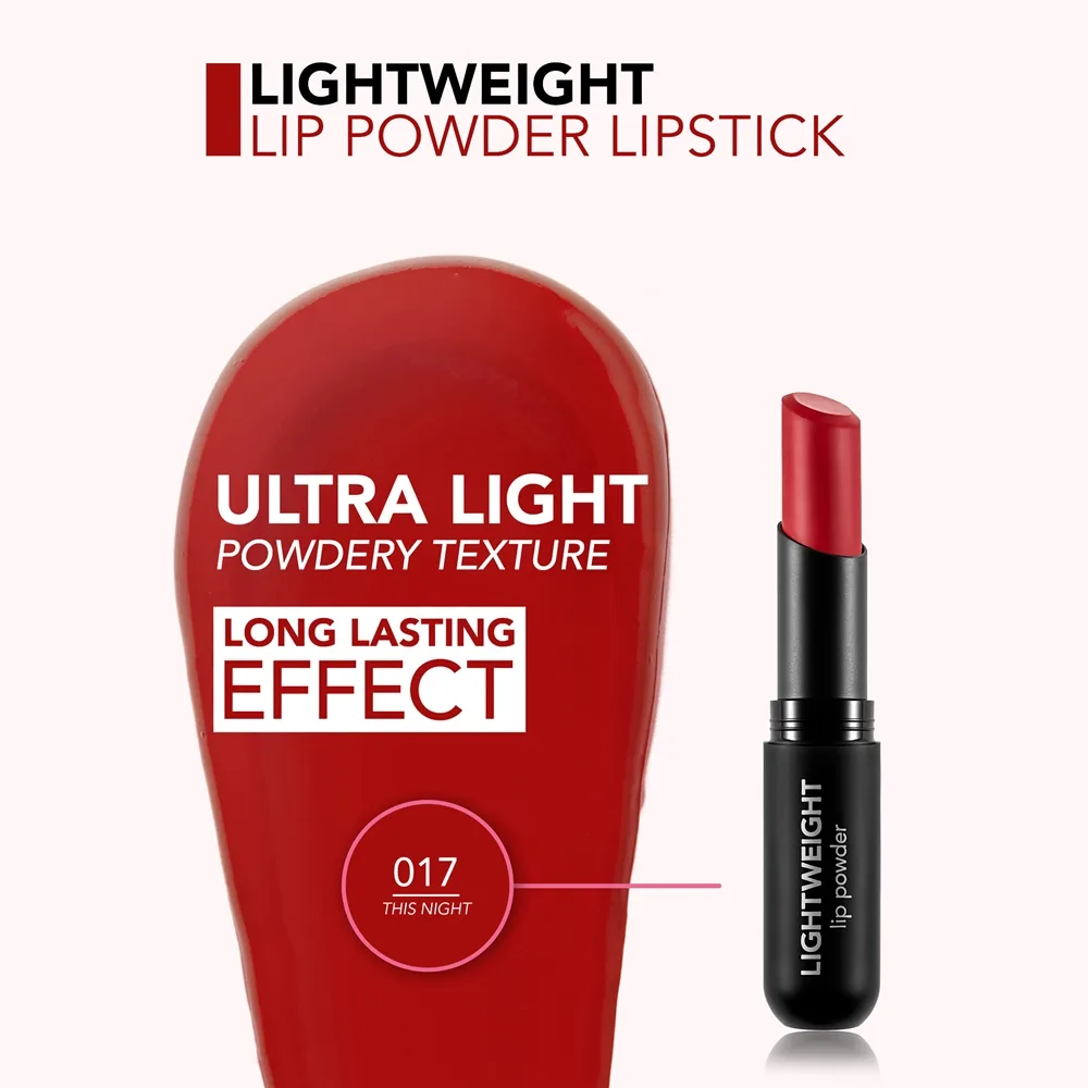 flormar Lightweight Lip Powder Lipstick pitkäkestoinen mattapinnan antava huulipuna sävy 017 This Night 3 g