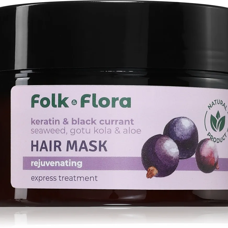 Folk & Flora Keratin & Black Currant elvyttävä hiusnaamio 200 ml