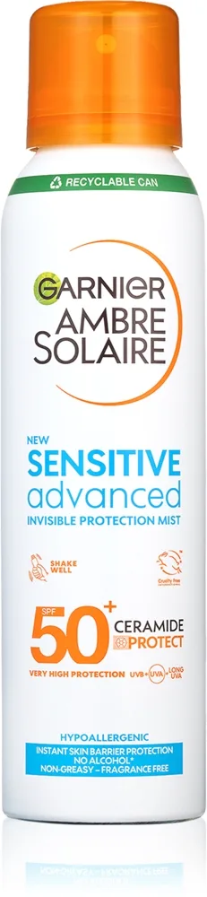 Garnier Ambre Solaire Sensitive Advanced Sol-mist i spray För mycket känslig hud SPF 50+ 150 ml