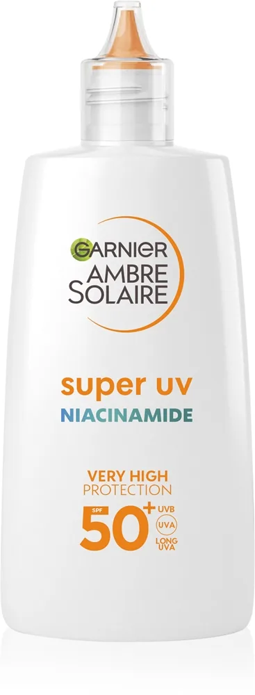 Garnier Ambre Solaire Super UV Niacinamide Lättviktsskyddsvätska för att behandla hudbristningar SPF 50+ 40 ml