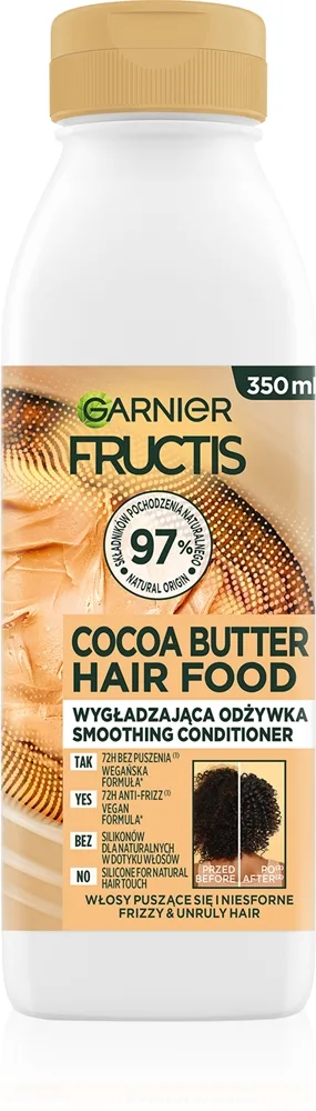 Garnier Fructis Cocoa Butter Hair Food Mjukgörande balsam För ostyrigt och krulligt hår 350 ml