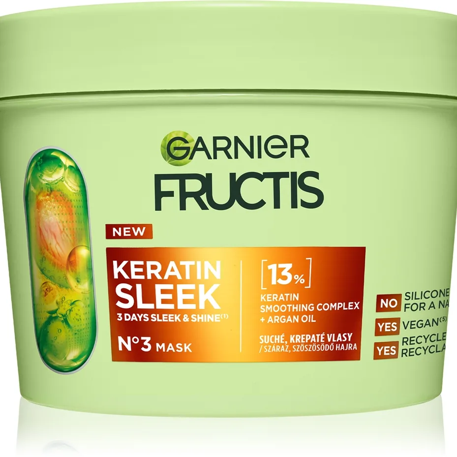 Garnier Fructis Keratin Sleek Hårmaske til tørt og skadet hår 370 ml