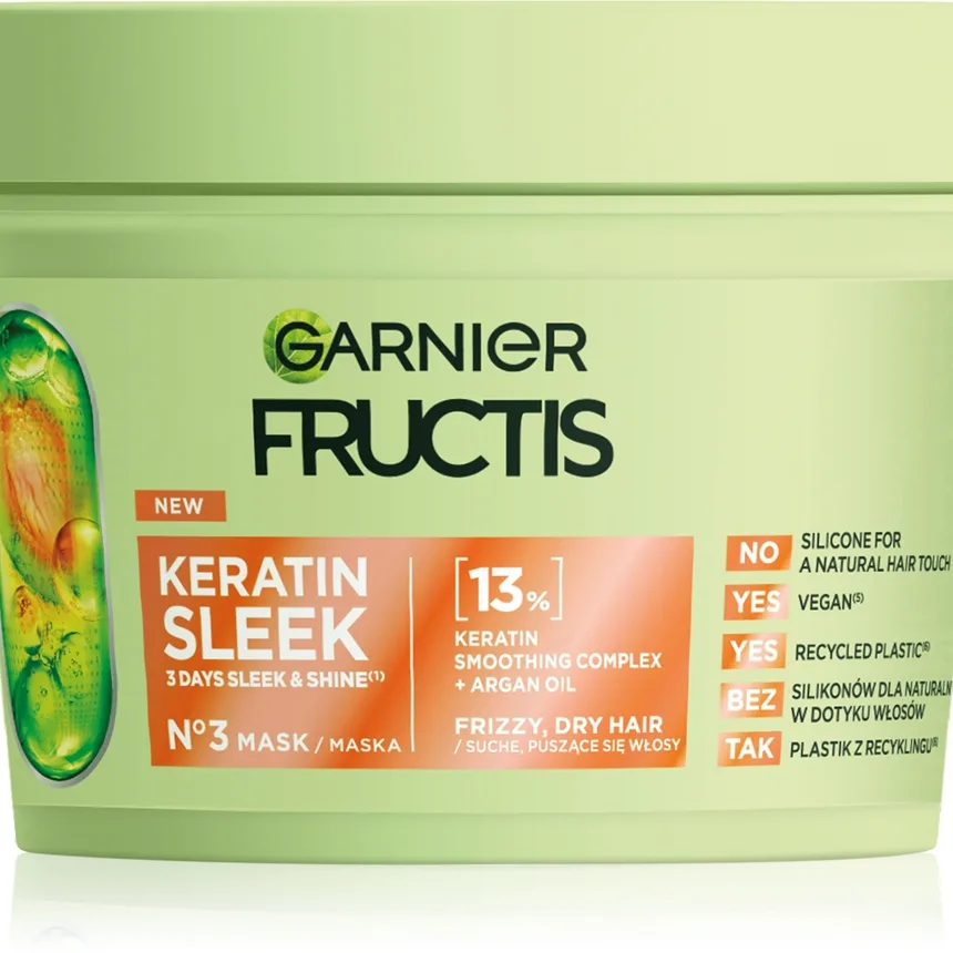 Garnier Fructis Keratin Sleek Hårmask Med keratin och arganolja 370 ml