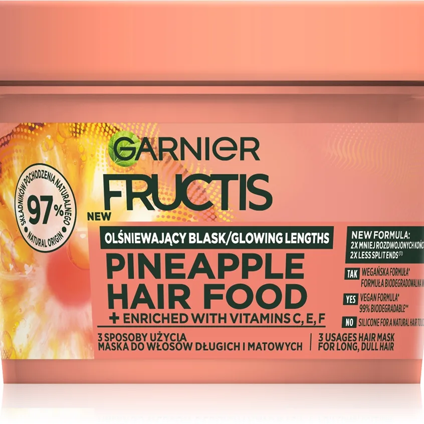Garnier Fructis Pineapple Hair Food Hårmask för kluvna hårtoppar 400 ml