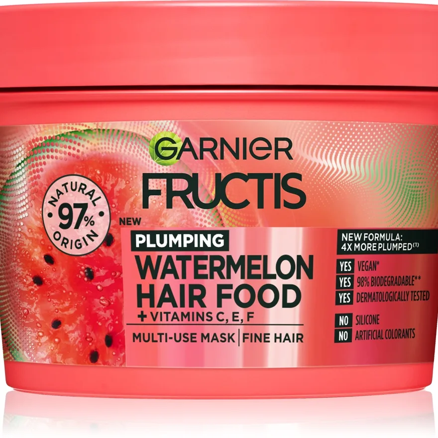 Garnier Fructis Watermelon Hair Food naamio hennoille ja latteille hiuksille 390 ml