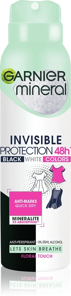 Garnier Mineral Black White Color Antiperspirant Spray 150 ml