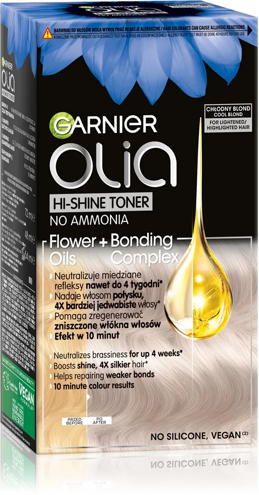 Garnier Olia Hi-Shine Toner toningsfarve med farve til Hår Skygge 9.1 Cool Blond 1 stk.