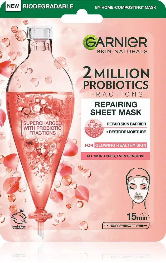 Garnier Textil Masks 2 Million Probiotics Regenererande mask för ansikte 22 g