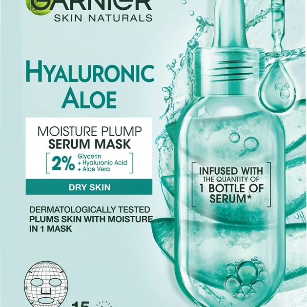 Garnier Textil Masks Hyaluronic Aloe Fuktgivande arkmask för ansiktet Med aloe vera 28 g