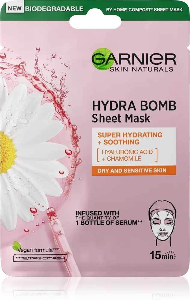 Garnier Textil Masks Hydra Bomb Lindrande arkmask för ansiktet 28 g