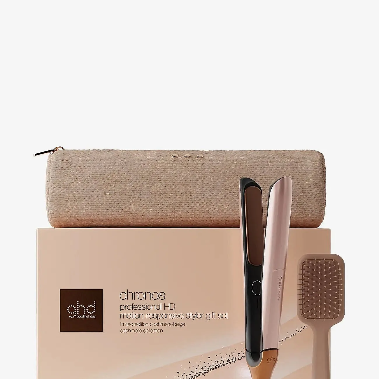 ghd Cashmere Collection Chronos Hair Straightener Festive Gift Set in Cashmere Beige