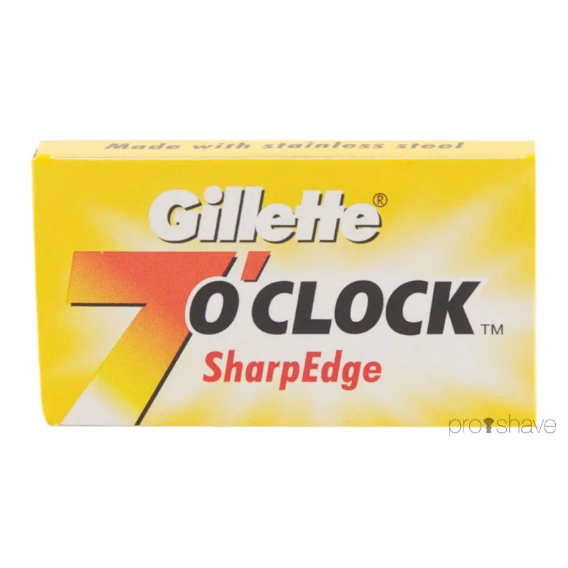 Gillette 7 O'Clock SharpEdge DE-Barberblade, Gul, 2x5 stk. (10 stk.)
