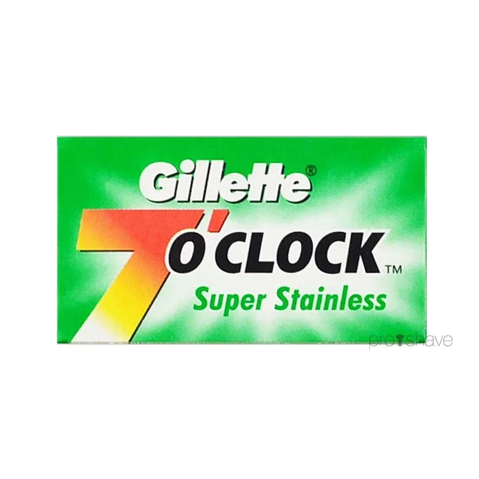 Gillette 7 O'Clock Super Stainless DE-Barberblade, Grøn, 2x5 stk. (10 stk.)