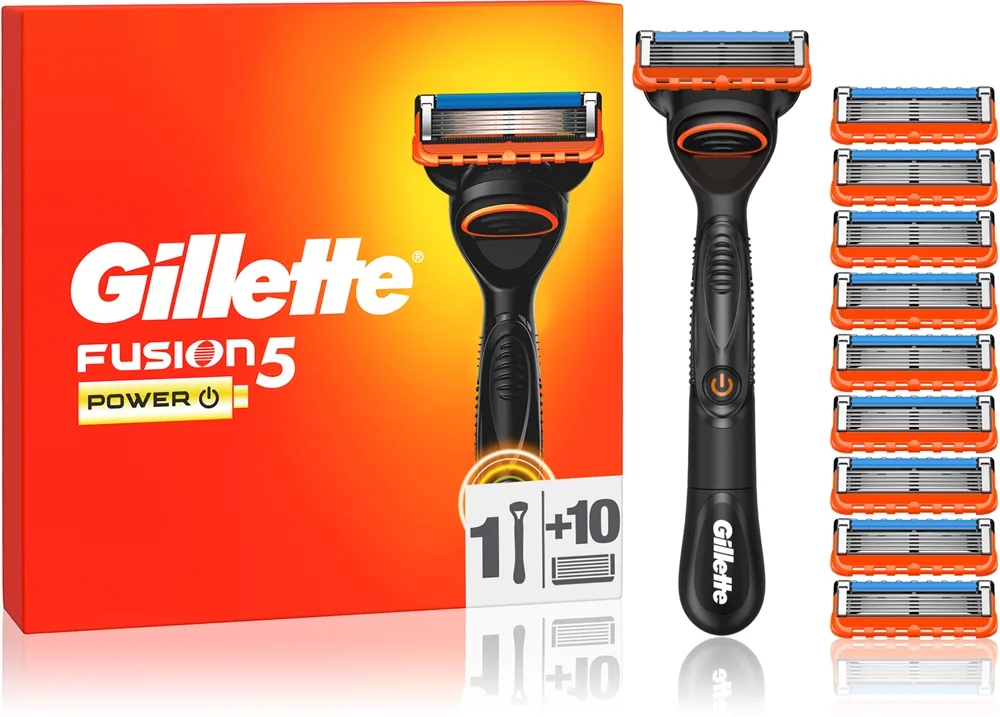 Gillette Fusion5 Power partakone + vaihtopäät 10 kpl