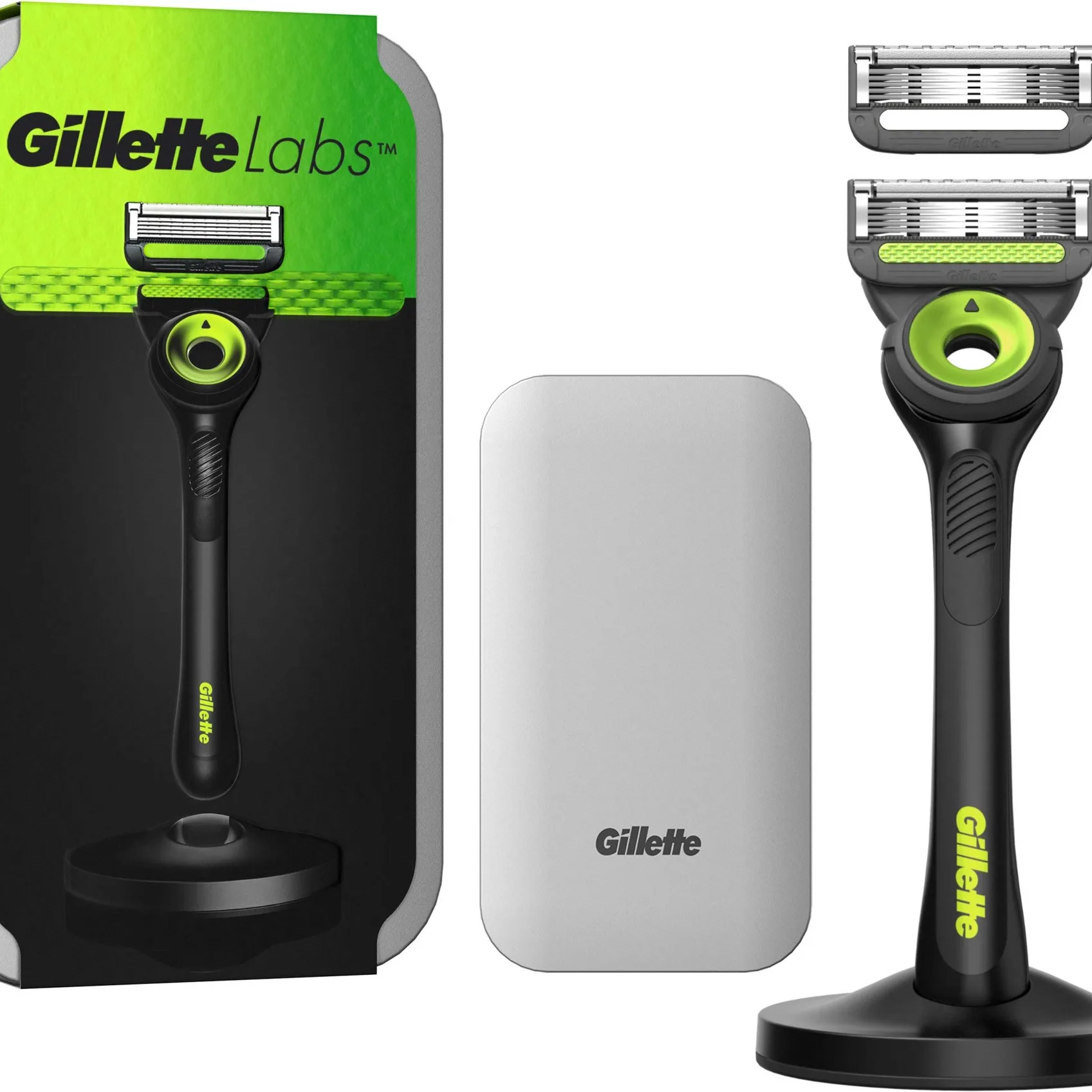 Gillette Labs   With Exfoliating Bar Razor Travel Case 2 Blades