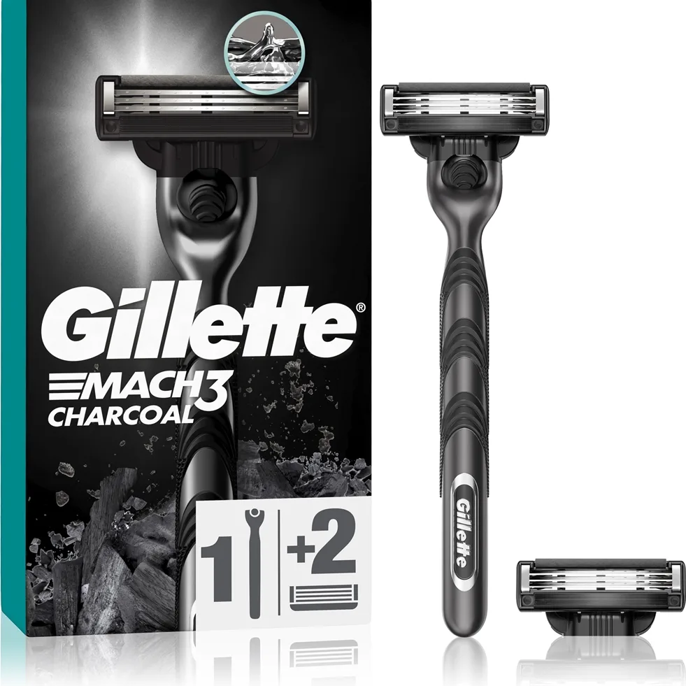 Gillette Mach3 Charcoal Rasierer + Rasierklingen 2 St.