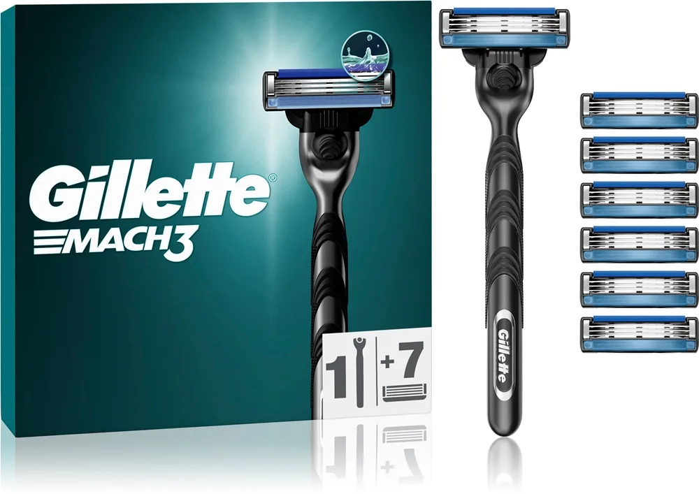 Gillette Mach3 partakone + vaihtopäät 7 kpl