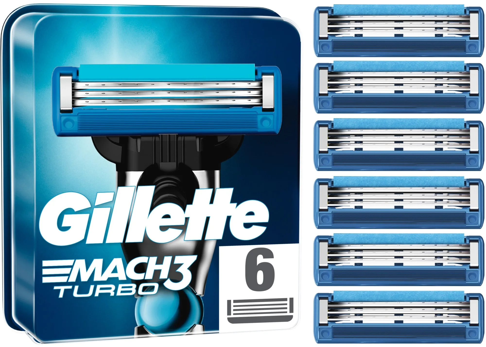 Gillette Mach3 Turbo Men’s Razor Blade Refills 6 stk
