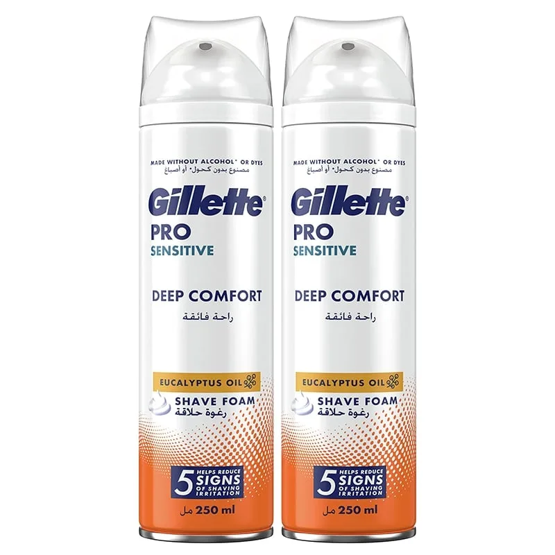 Gillette Pro Sensitive Deep Comfort Shave Foam 2x250ml