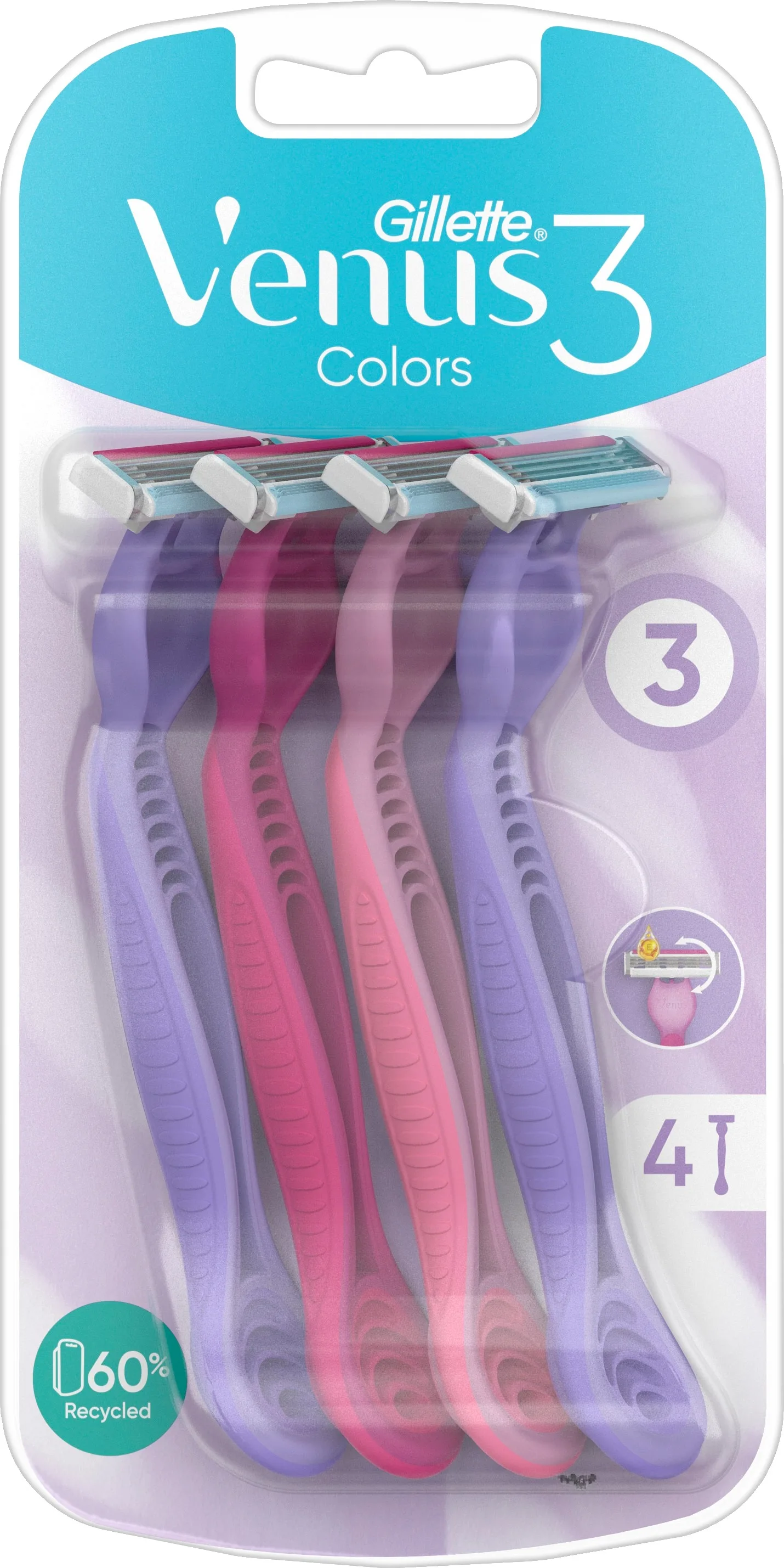 Gillette Venus 3 Colors Razors 4pcs