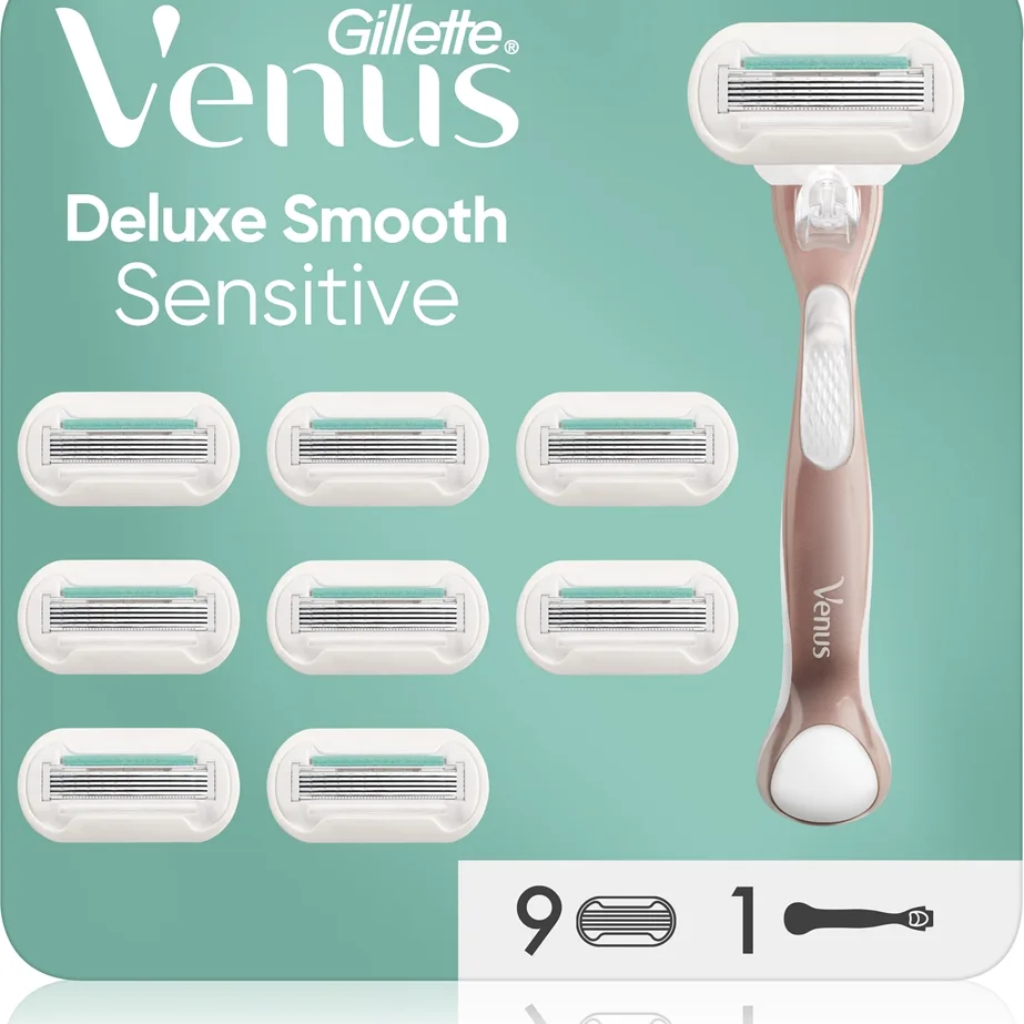 Gillette Venus Deluxe Smooth Sensitive partakone + vaihtopäät 9 kpl