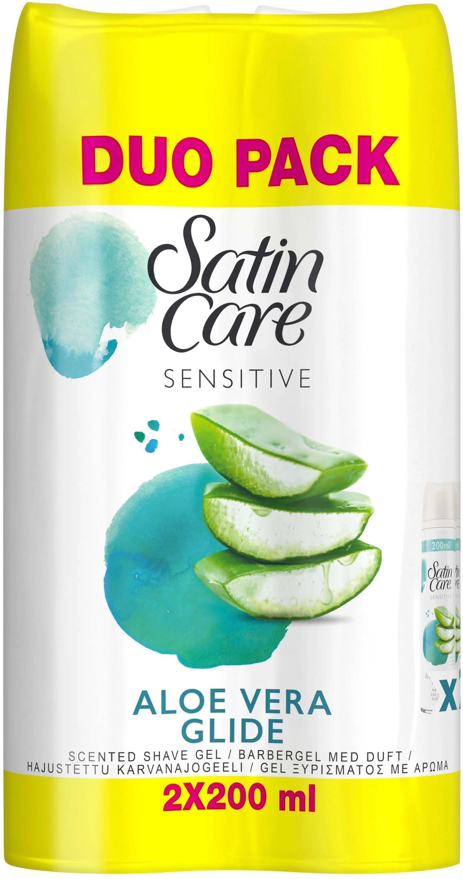 Gillette Satin Care Shaving Gel Sensitive Aloe Vera Glide 2x200ml