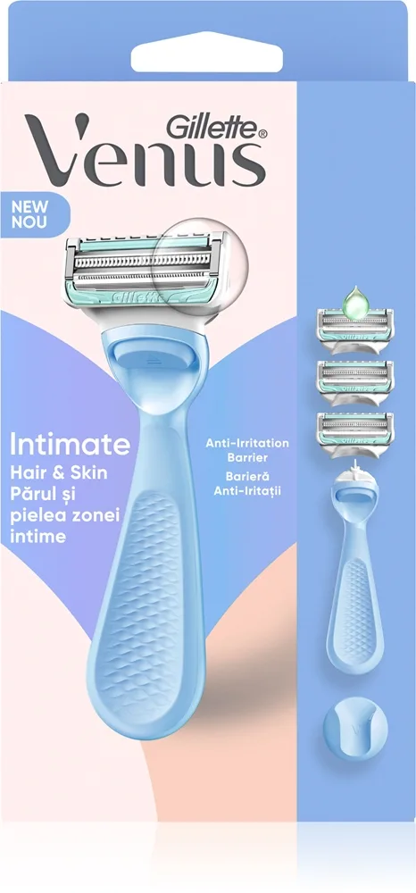 Gillette Venus Intimate naisten karvanpoistokone bikinirajan trimmaukseen + vaihtoterät 3 kpl