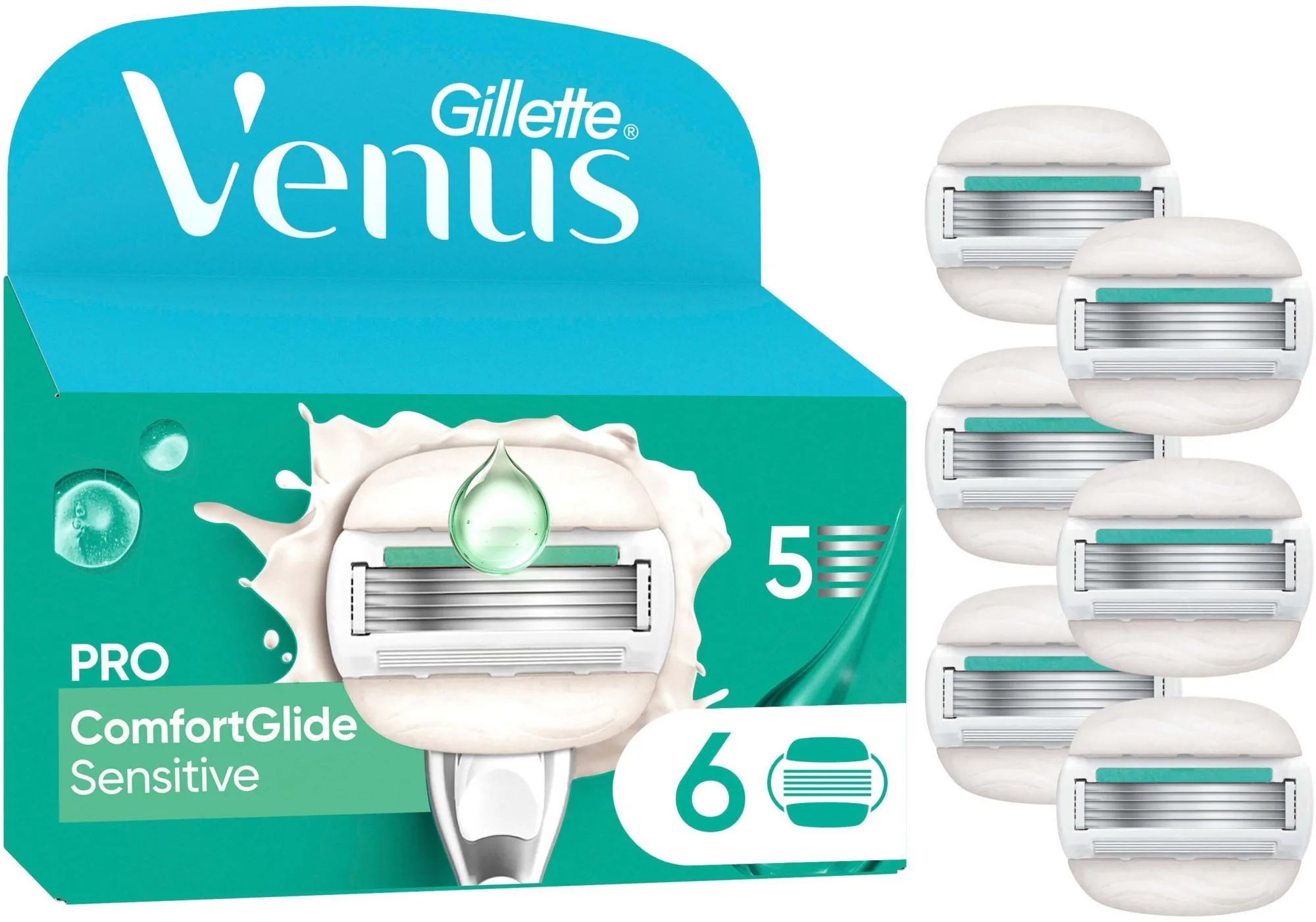 Gillette Venus Pro ComfortGlide Sensitive Razor Blades 6 stk