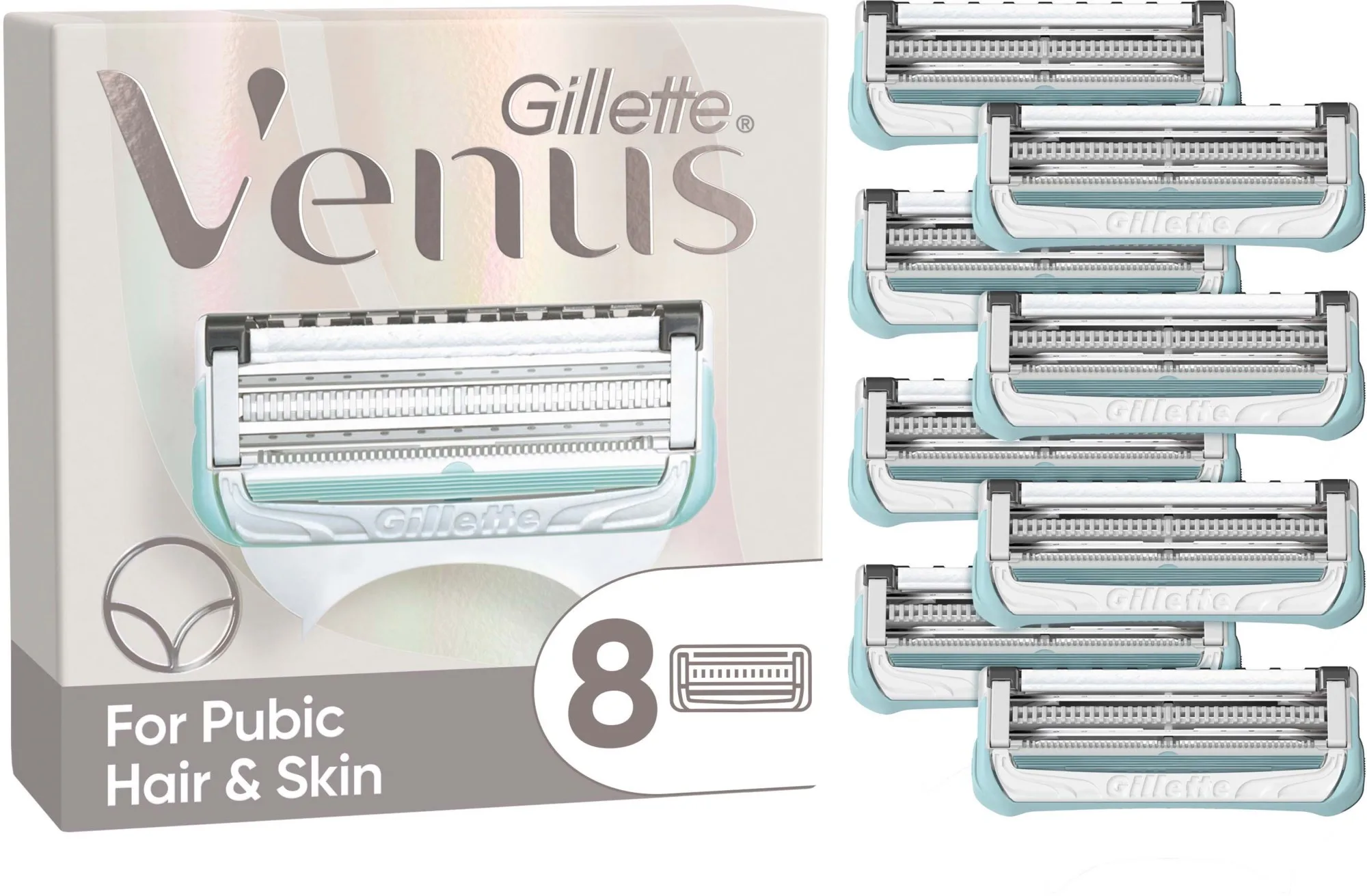 Gillette Venus For Pubic Hair and Skin 8 Razor Blade Refills