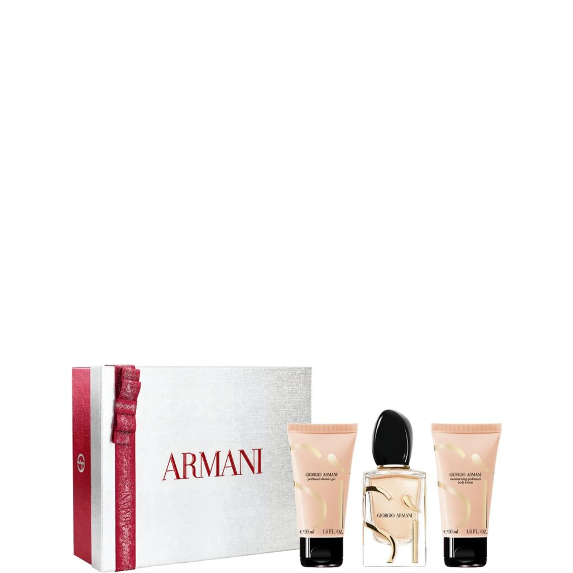 Giorgio Armani Sì Eau de Parfum + Body Lotion + suihkugeeli -tuoksusetti Tuoksupakkaus