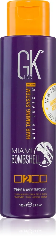 GK Hair Miami Bombshell Taming Blonde Treatment keratiininaamio vaaleille ja raidoitetuille hiuksille 100 ml