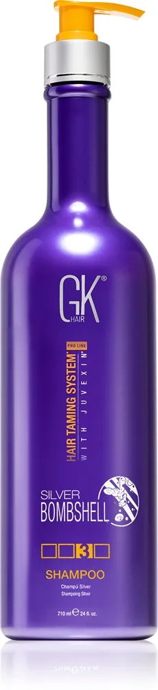 GK Hair Silver Bombshell shampoo vaaleille hiuksille messinkisiä sävyjä neutralisoiva 710 ml