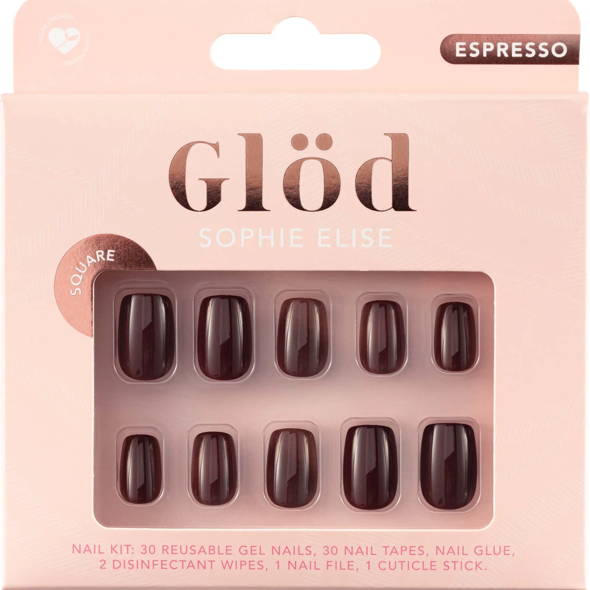 Glöd Sophie Elise Gel Nails Square Espresso
