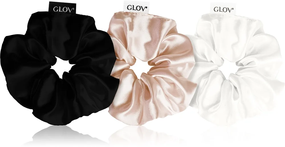 GLOV Satin Scrunchies M Hårsnoddar White/Pink/Red 3 st.