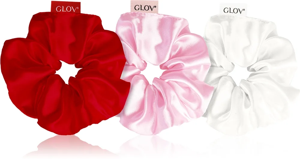 GLOV Scrunchies L Hårsnoddar White/Pink/Red 3 st.