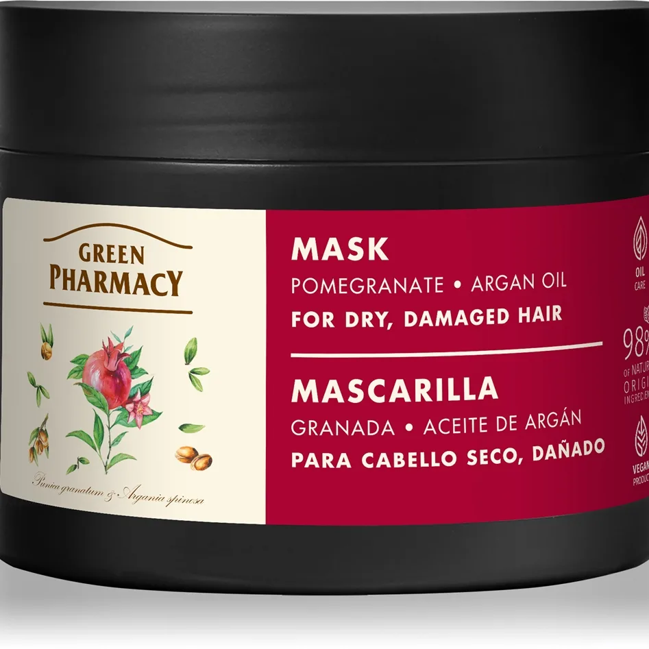Green Pharmacy Argan Oil & Pomegranate Care Mask Intensiv mask För skadat hår 300 ml