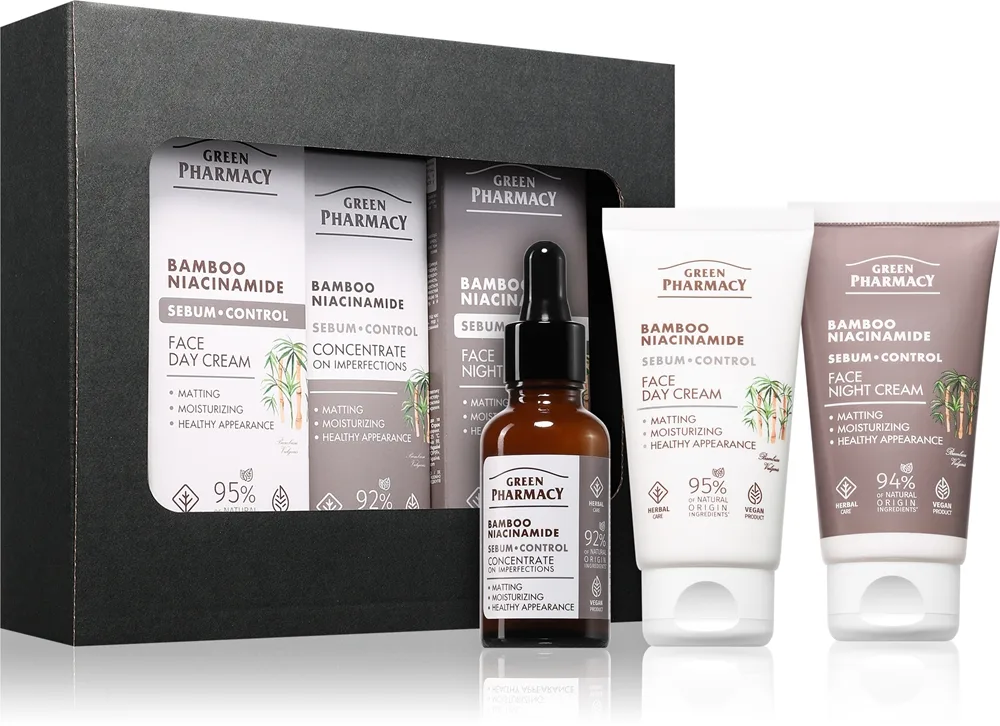 Green Pharmacy Bamboo & Niacinamide Set Presentförpackning för fläckfri hud