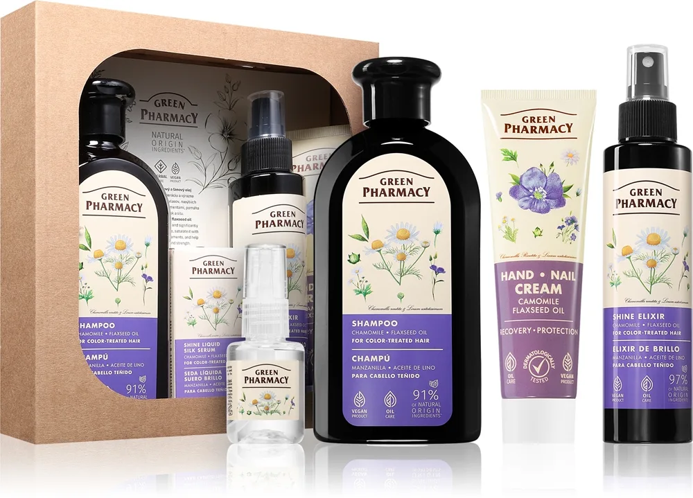 Green Pharmacy Chamomile & Flaxseed oil Set Presentförpackning För färgat hår