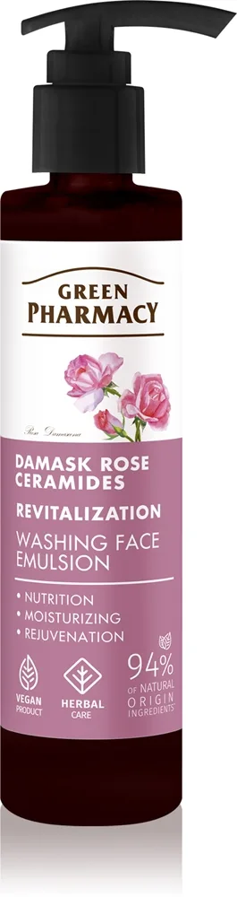 Green Pharmacy Damask Rose & Ceramides Face Emulsion Rengöringsemulsion för ansikte 150 ml