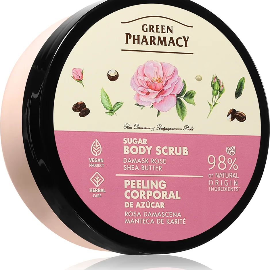 Green Pharmacy Damask Rose & Shea Butter Body Scrub Kroppsskrubb socker 200 ml