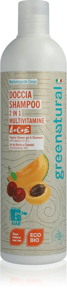 Greenatural Shower Gel & Shampoo Duschtvål och schampo 2-i-1 Med vitaminer A, C, E 400 ml