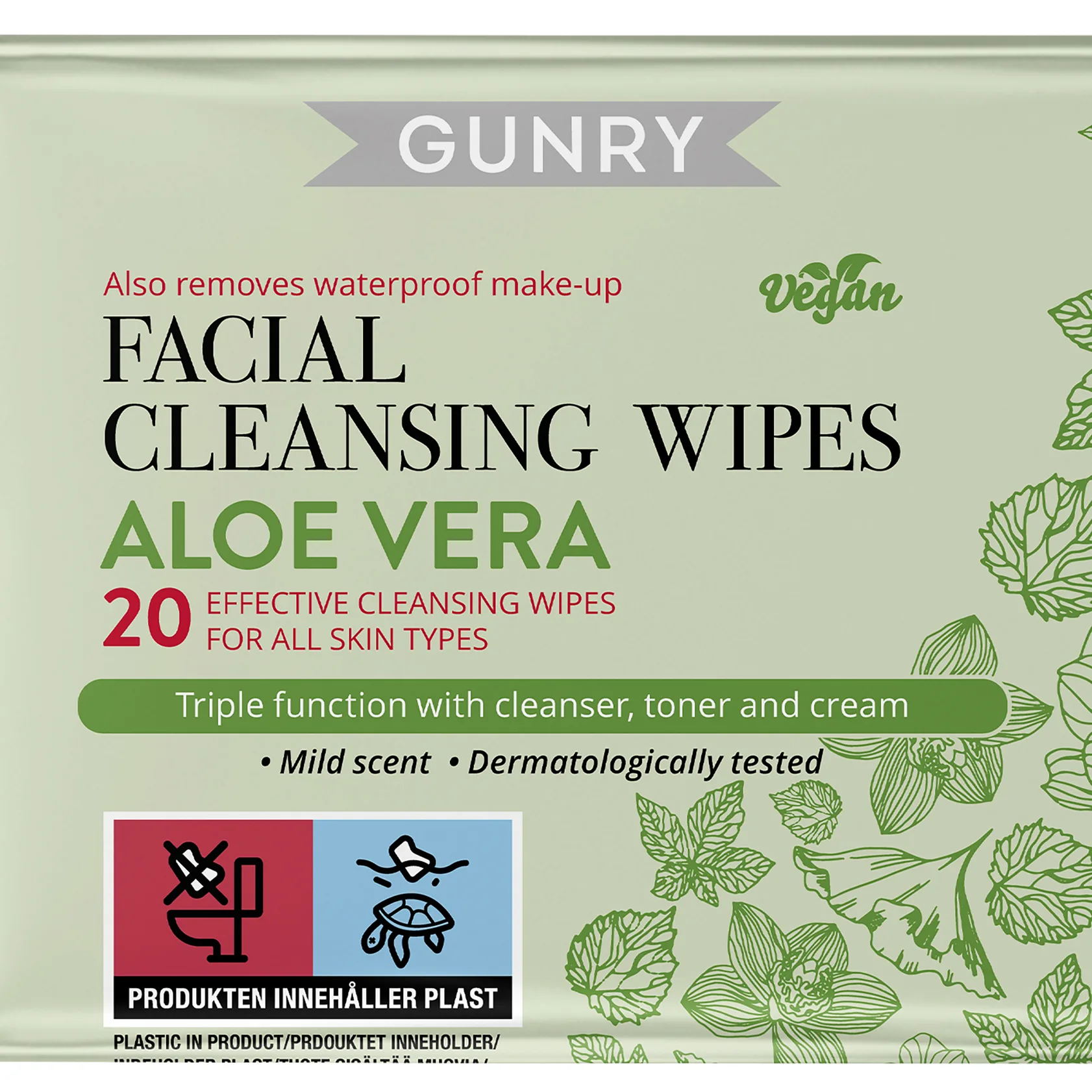 Gunry Facial Cleansing Wipes Aloe Vera 20 st