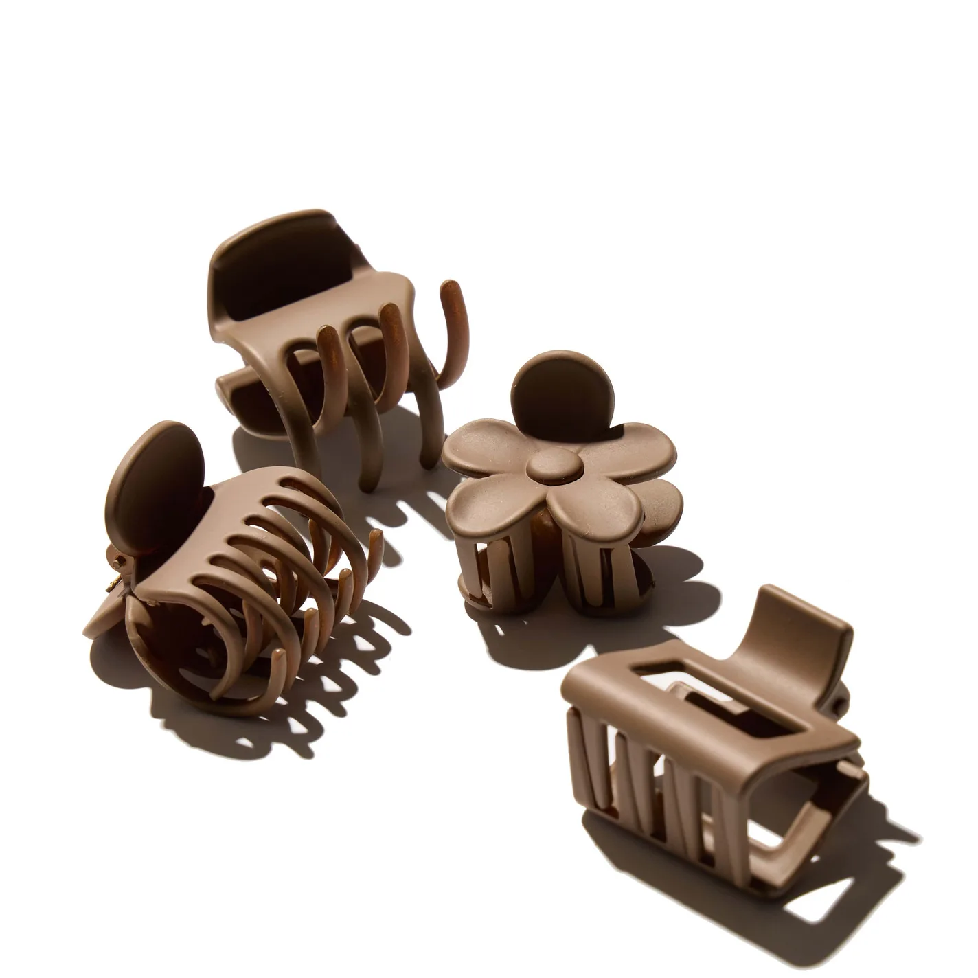 Small Claw Hair Clips 4 Pack Coffee