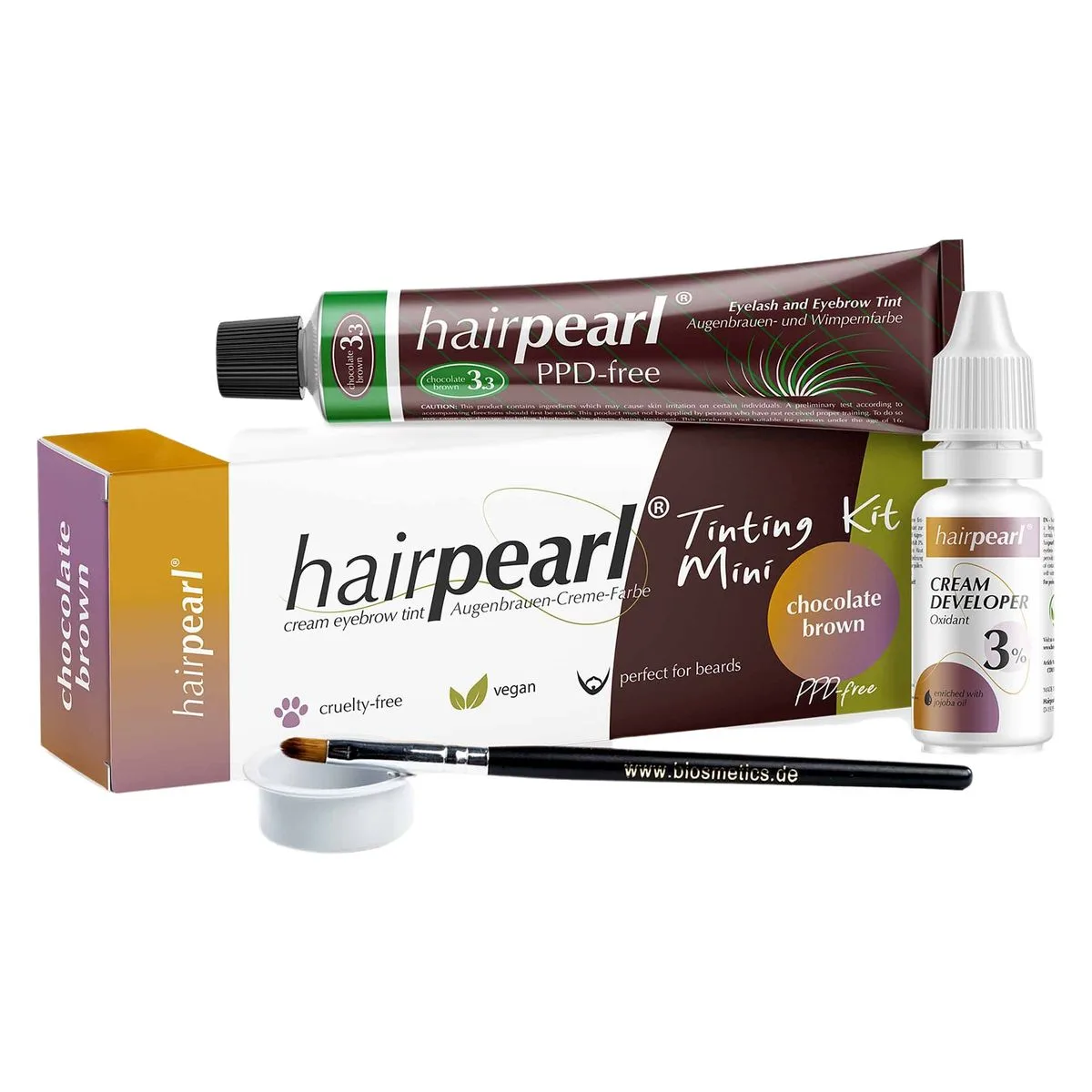 Hairpearl PPD Free Tinting Kit Mini No 3.3 Chocolate Brown 20ml