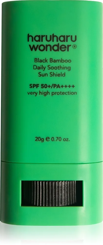 Haruharu Wonder Black Bamboo Daily Soothing Sun Shield Solcreme stick har en beroligende virkning SPF 50+ 20 g