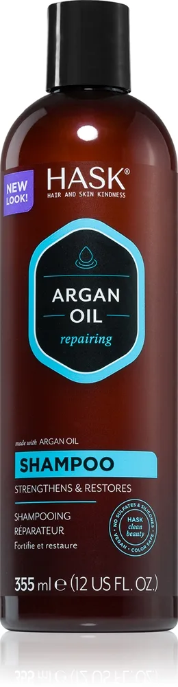 HASK Argan Oil elävöittävä shampoo vaurioituneille hiuksille 355 ml