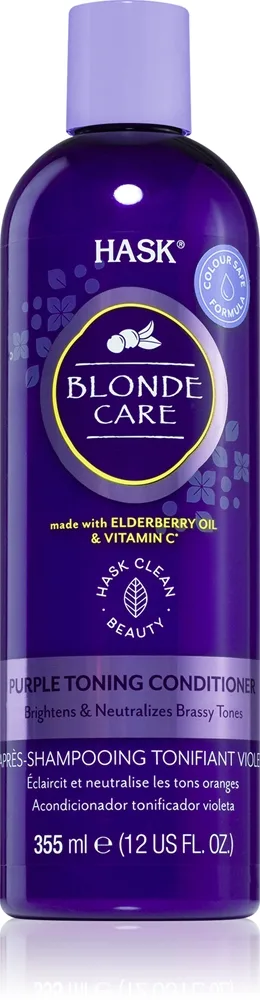 HASK Blonde Care Purple Shampoo Balsam för blont hår för neutralisering av gula toner 355 ml
