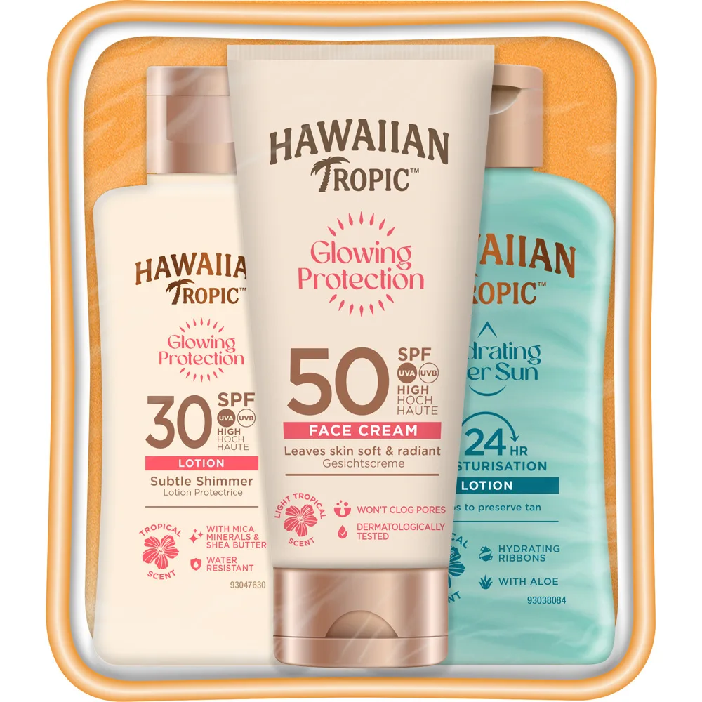 Hawaiian Tropic Glowing Protection Trio Rese-set För att bli brun